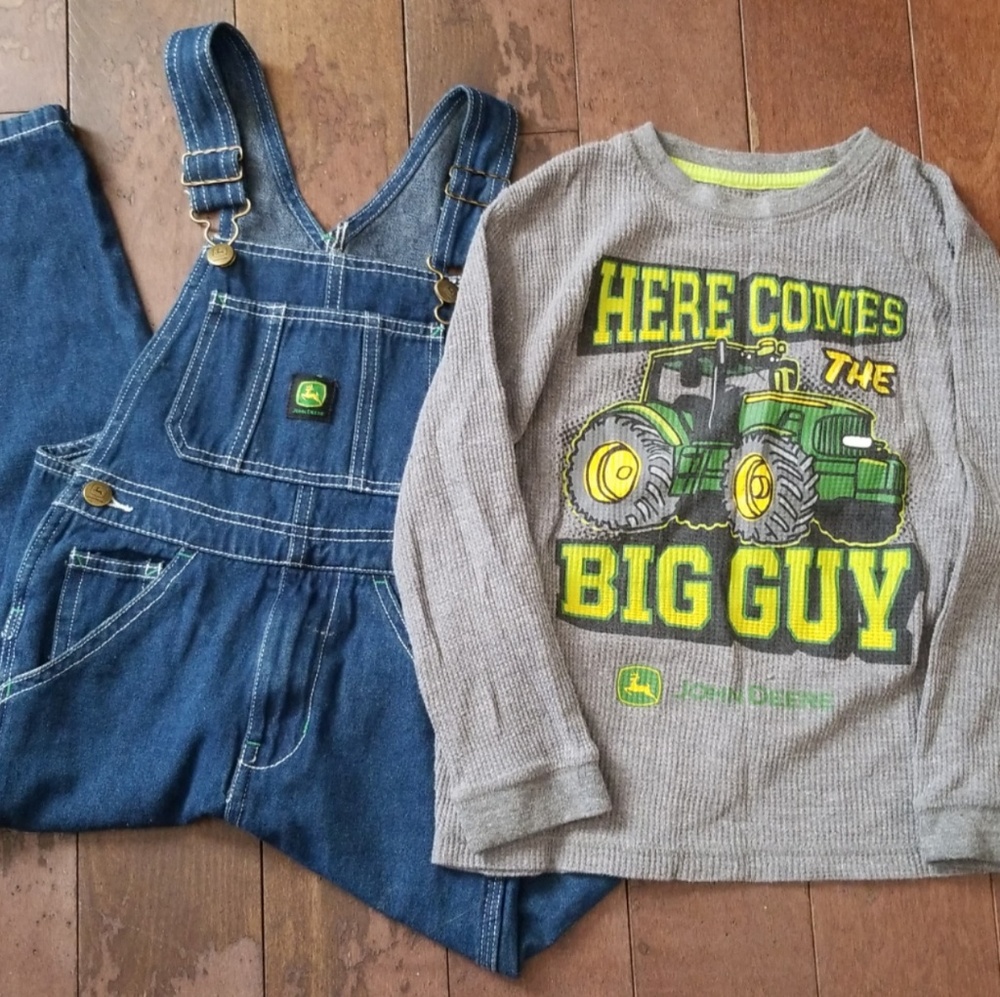 John Deere bibs and long sleeve shirt